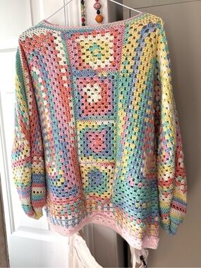 Hand knit crochet sweater